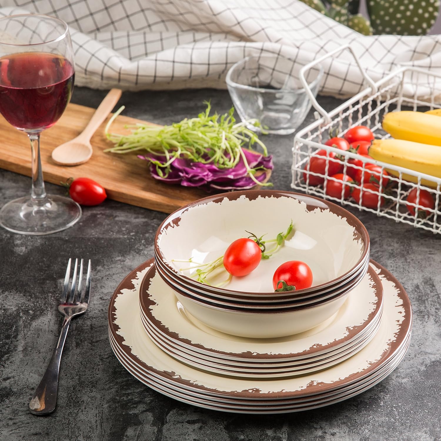 Melamine Camping Dinnerware Set Yinshine 12 PCS Dishes Set Service