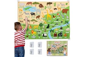 BONNYCO Felt Board for Toddlers with 116 Jungle Animals Figures. Montessori and Sensory Toys, Birthday Gifts for Kids 3-8 Years Old. Educational Games Learning Activities Christmas