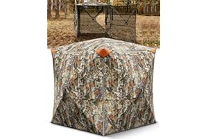 Holiwei Hunting Blind 360° Silent See Through Blind with Swing Door, 2-3 Person Pop Up Ground Blind with Carrying Bag, Portable Hunting Tent for Deer & Turkey Hunting
