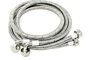 SHARK INDUSTRIAL 2-Pack Premium Stainless Steel Washing Machine Hoses - 6 FT No-Lead Burst Proof Red and Blue Lined Water Inlet Supply Lines - Universal 90 Degree Elbow Connection - 10 Year Warranty