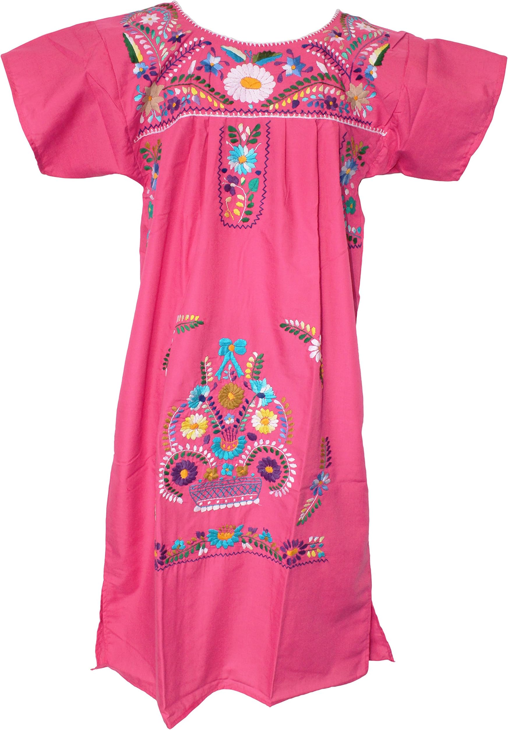 Campesina Women's Puebla Mexican Dress - Pink