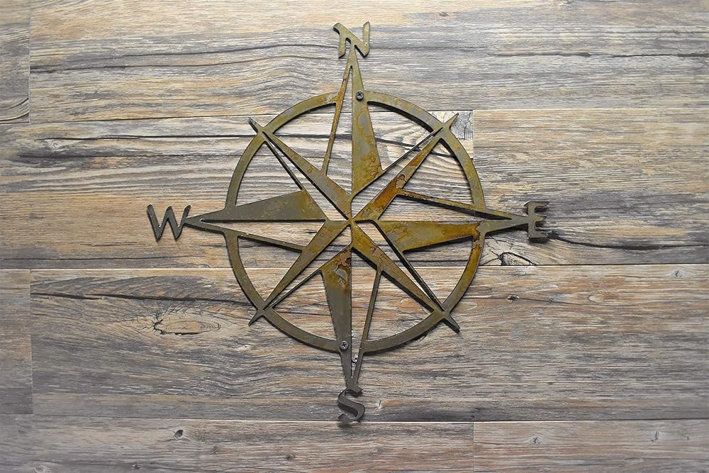 Amazon Com Nautical Star Compass Steel Wall Decor Made In U S A