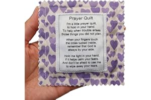 Wisplume Mini Prayer Quilt with Cross Inside Vintage Pocket Scripture Prayer Quilt Squares Sympathy Christian Gifts for Women Pastor Appreciation Father's Day Graduates Gifts (Blue)