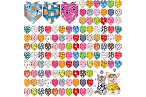 Sanwuta 120 Pcs Bandanas for Dogs Bulk Dog Bone and Paw Print Pattern Triangle Bandanas for Groomers Washable Pet Scarves Adjustable Bibs for Small and Medium Pets, 30 Styles