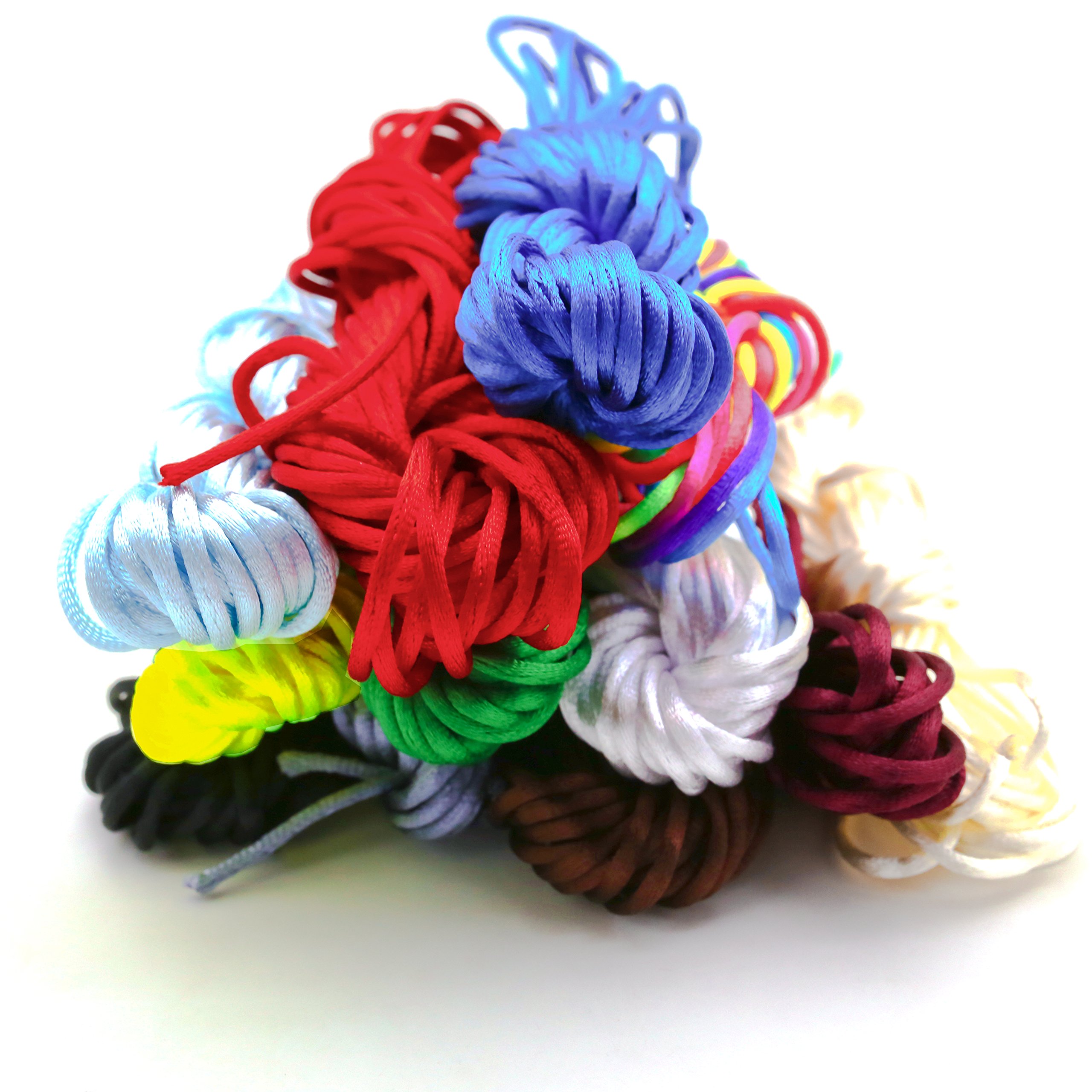 12 Colors 120 Yards 2mm Satin/Rattail Nylon Cord, Nylon Beading String for Necklace, Bracelet, Jewelry Making