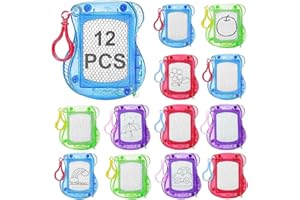 ailixinda 12PCS Mini Magnetic Drawing Board for Kids,Erasable Sketch and Writing Pad with Backpack Keychain Clip,4 Colors Mini Doodle Board Set for Boys Girls,Birthday Party Favor & Goodie Bag Filler