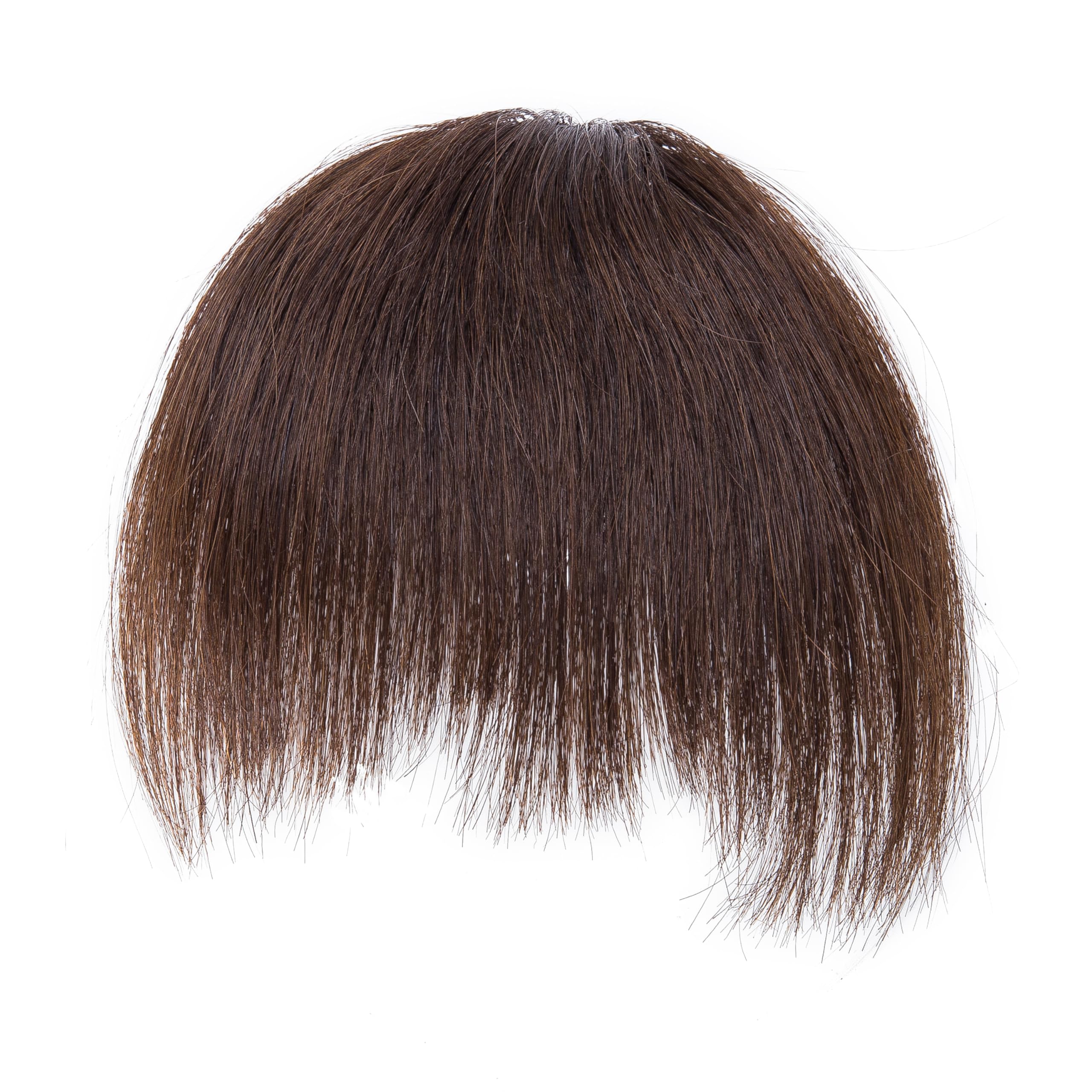 BUYOGET Clip in Fringe 100% Human Hair Pieces Dark Brown Fringe Clip in Hair Choppy Clip on Bangs
