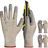 KAYGO 3 Pairs Cut Resistant Safety Work Gloves PU Coated, ANSI Cut Level A2 A3 A4, Woodworking, Construction, KG20P