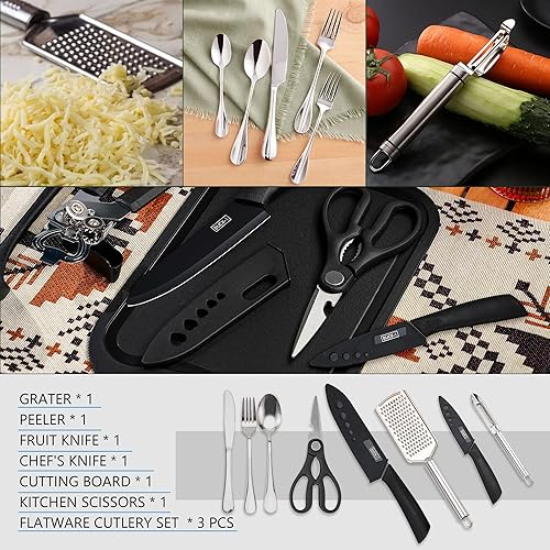 Wesqunie Camping Cookware Cooking Utensils Set 25Pcs Camp Kitchen  Essentials Kit, Portable Outdoor Camper Ge