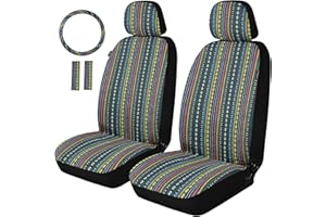 ENOGE Baja Saddle Blanket Seat Covers Breathable Boho Car Seat Covers Front Seats Universal Fit for Cars SUV Truck Vans (Baja Green, Front Pair)
