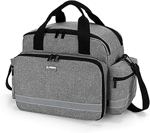 Trunab Medical Supplies Bag, Nurse Bag with Handle and Shoulder Strap for Home Health Care, Hospice Visit, Travel, or Emergency Event, Grey, Bag ONLY