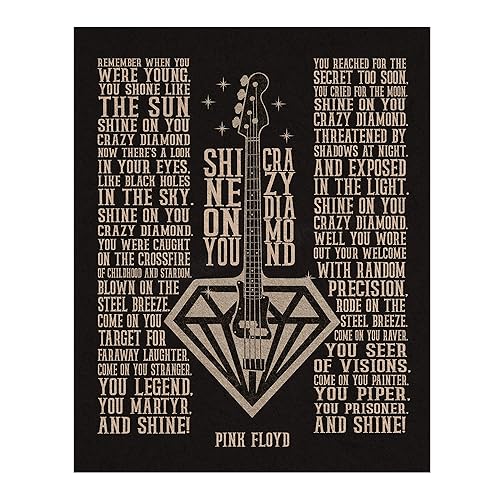 Amazon Com Shine On You Crazy Diamond Song Lyrics Wall Art 11 X 14 Rock Music Poster Print W Guitar Image Ready To Frame Retro Home Office Studio Bar Cave Decor Perfect Gift For Pink Floyd Fans Handmade
