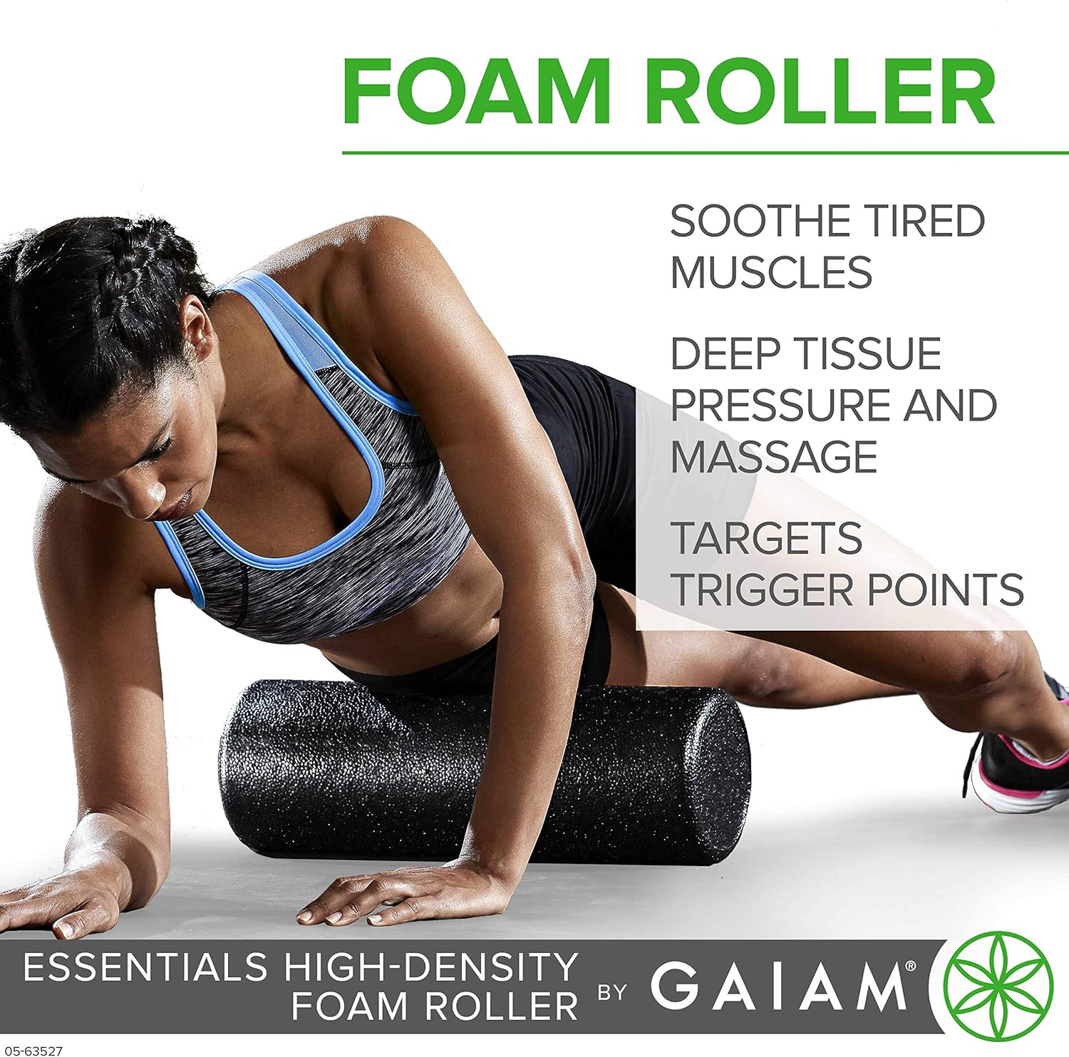 Gaiam Essentials Foam Roller, High Density Firm Deep Tissue Muscle Massager for Back Pain & Sore Muscles, 36 Inch, Black: Sports & Outdoors