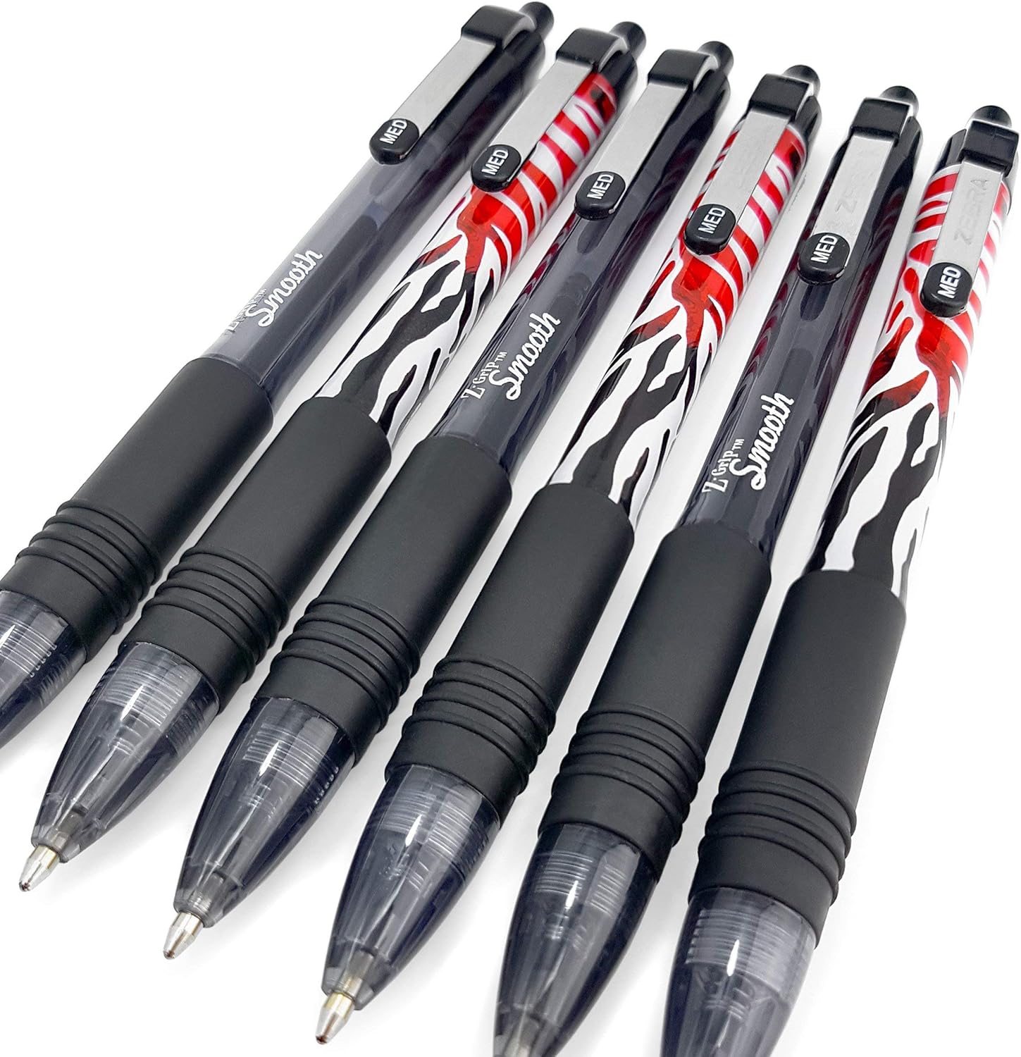 Zebra ZGrip Smooth Retractable Ballpoint Pen Black Ink 3 x Funky