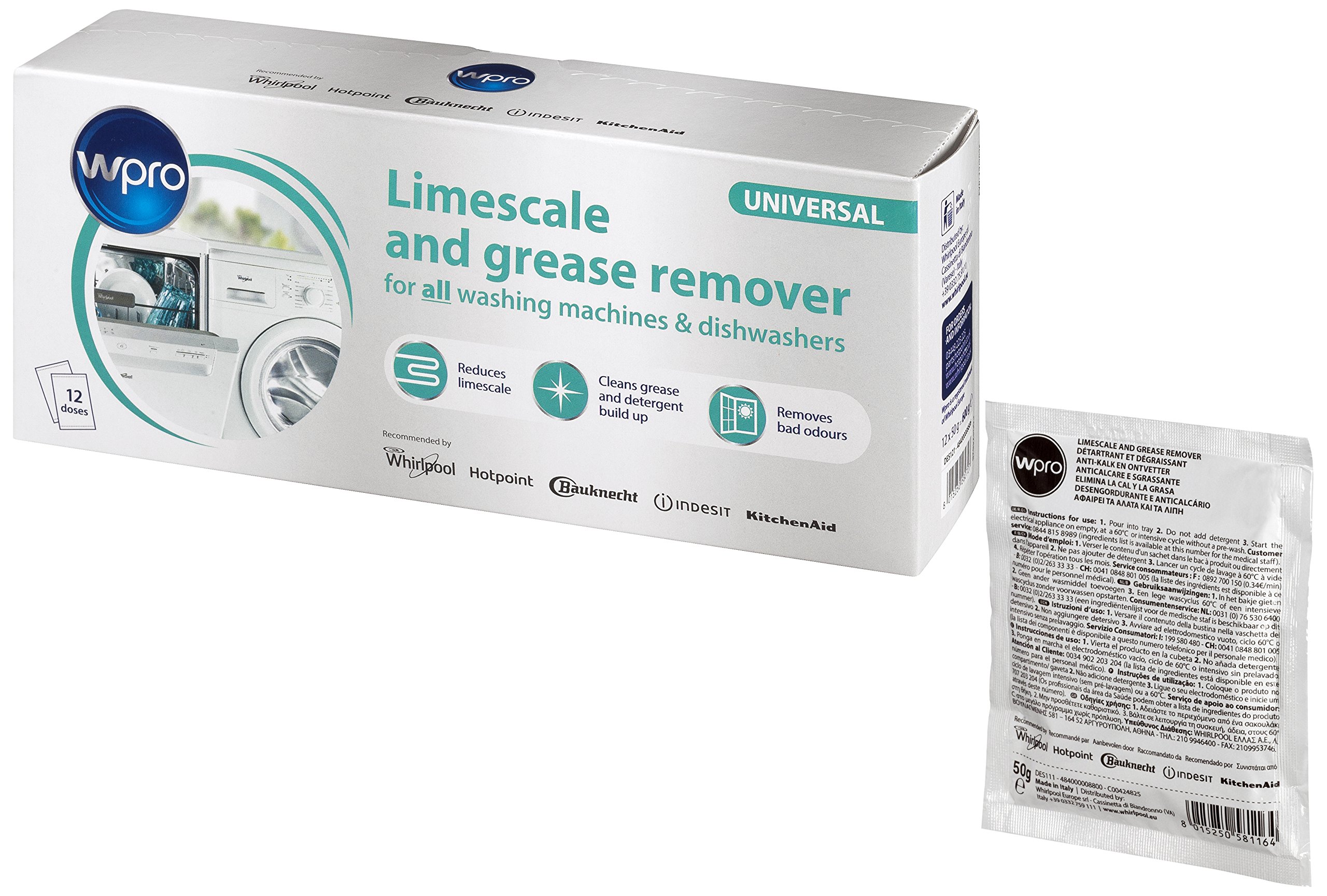 Wpro DES121 C00424828 Descaler in Bags for Washing Machines and Dishwashers