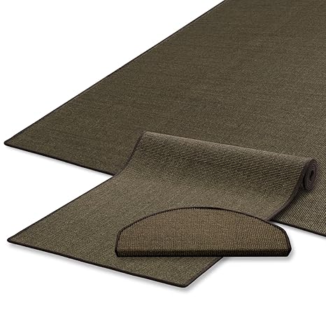 casa pura Sisal Teppich/Läufer | Uni Tabak | Naturfaser | Qualitätsprodukt aus Deutschland | kombinierbar mit Stufenmatten | 