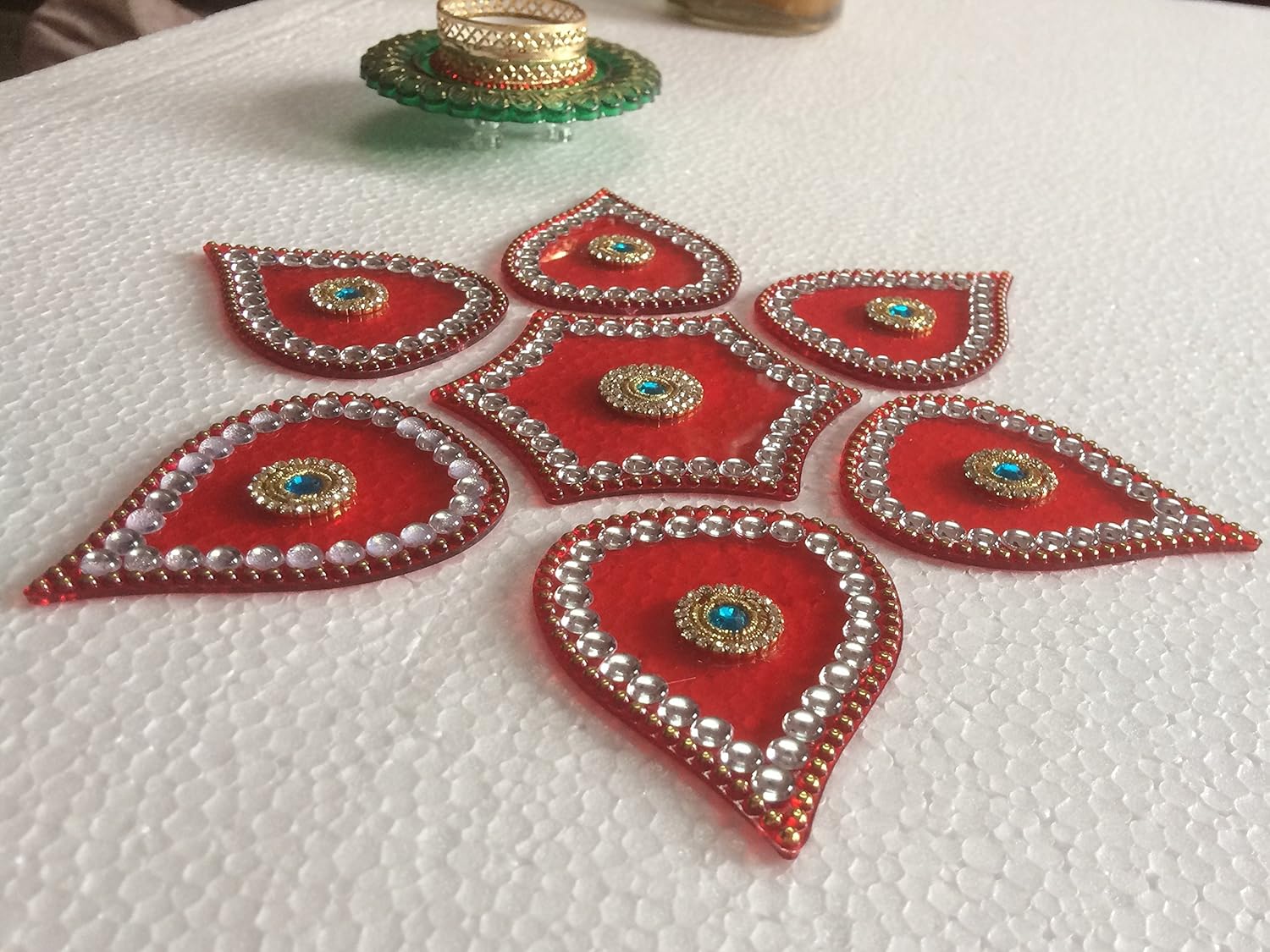 Amazon.com: Diwali Floor Rangoli Design with Studded Stones & Sequins ...