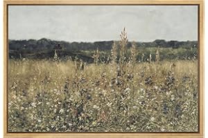wall26 Framed Canvas Print Wall Art Rustic Wildflower Country Landscape Nature Wilderness Illustrations Fine Art Farmhouse Floral Botanical Calm/Relax Cozy for Bedroom - 16"x24" NATURAL