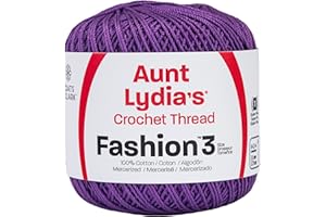 Coats Crochet Aunt Lydia's Fashion Crochet, Cotton Size 3, Purple