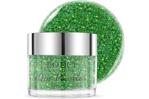 EODCI Dip Powder 1oz/28g Glitter Green Color Nail Dipping Powder French Pro Collection System Nail Art Starter Manicure Salon DIY at Home, Odor-Free & Long-Lasting