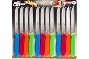 Alfi All-Purpose Knives Aerospace Precision Rounded Tip - Home And Kitchen Supplies - Serrated Steak Knives Set | Made in USA