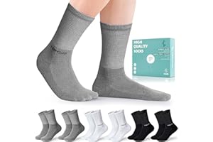 TENYSAF Diabetic Socks for Men Women: Bamboo Crew Seamless diabetes Socks with Cushioned Sole Non-Binding Top 6 Pairs