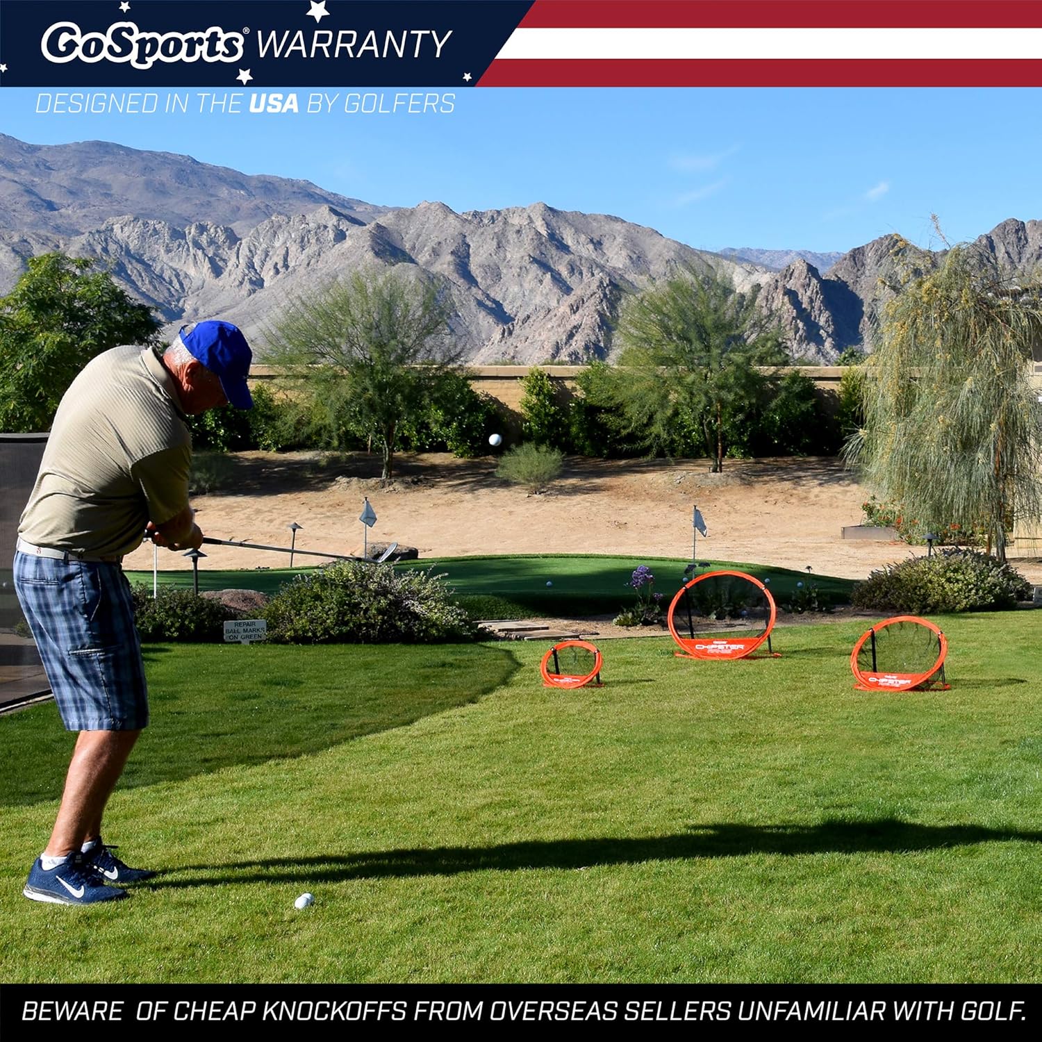 GoSports CHIPSTER Range - 3 Piece Golf Chipping Practice Net Target System with Carrying Case, Red : Sports & Outdoors