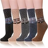 Velice Wool Socks for Women Merino Wool Boot Hiking Thick Thermal Warm Winter Crew Cushion Cozy Work Socks 5 Pairs
