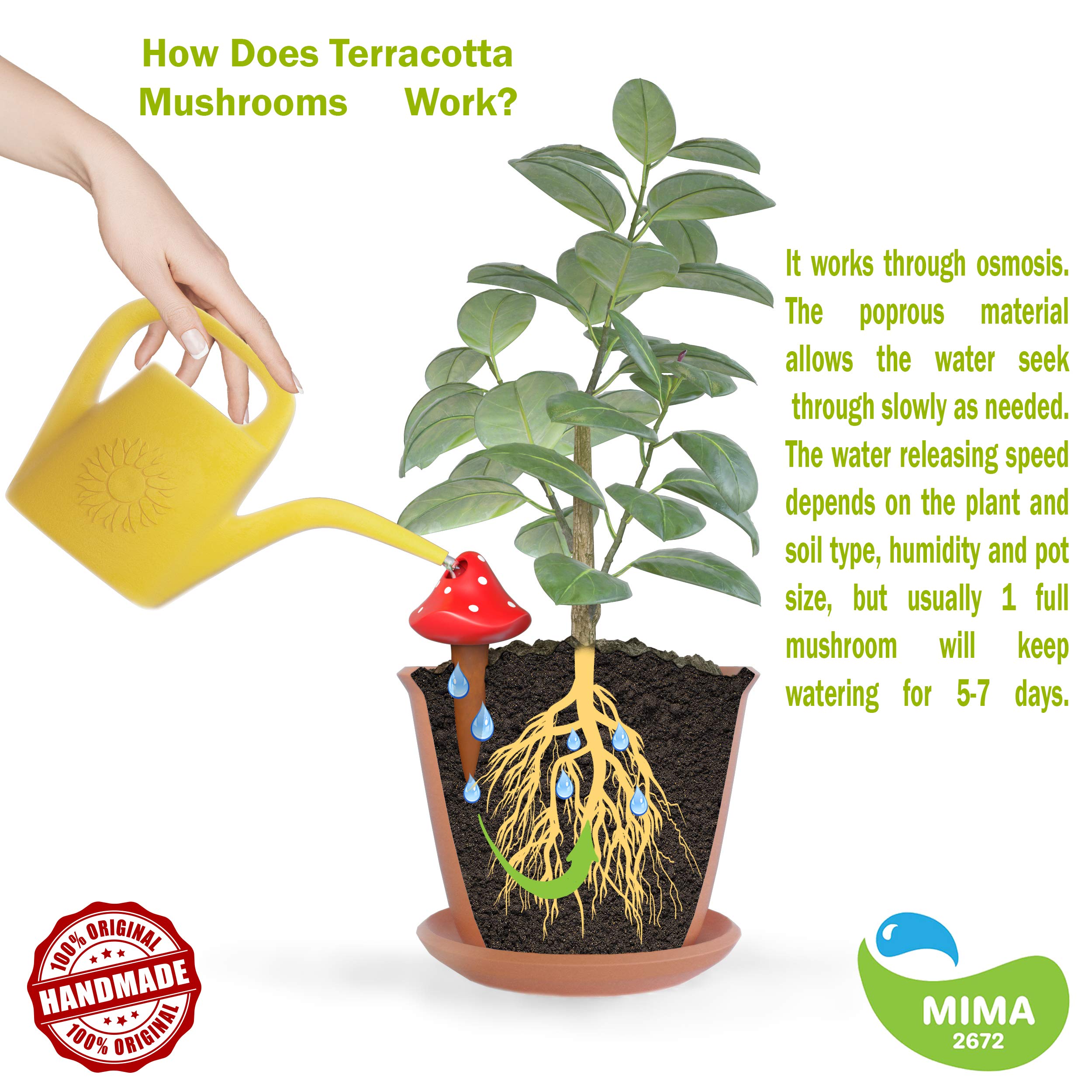 Mushroom Terracotta Watering Globes 3 Self Watering System
