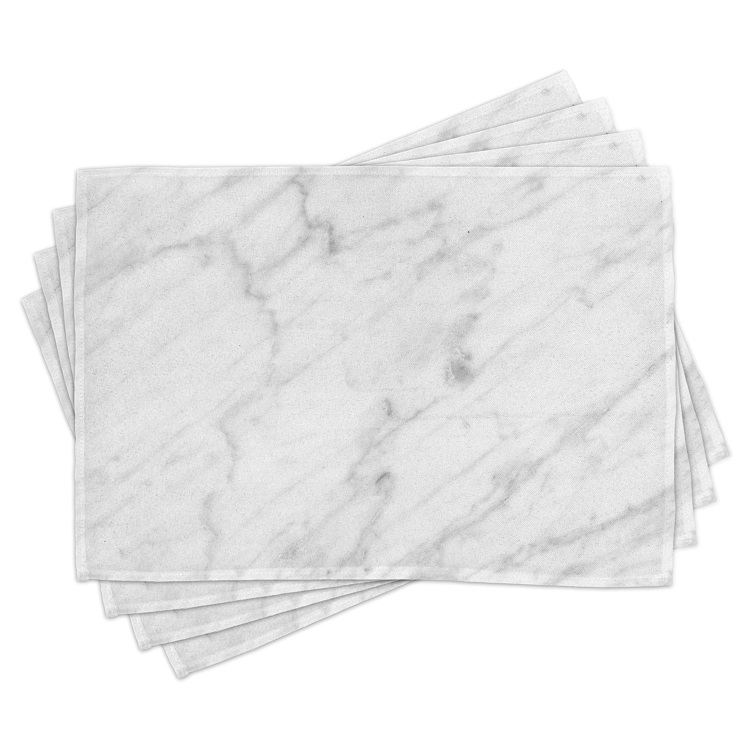 ABAKUHAUS Marble Place Mats Set of 4, Carrara Organic Tile, Washable Fabric Placemats for Dining Room Kitchen Table Decor, Dust Grey White