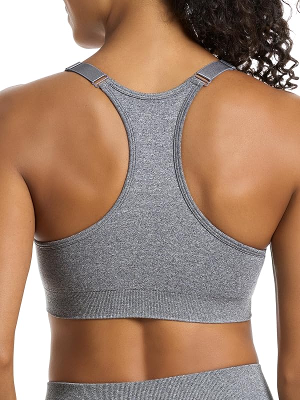 Pacote de 2 soutiens desportivos sem costuras para mulher, preto puma/cinzento urze, pequeno — foto 5 de 7