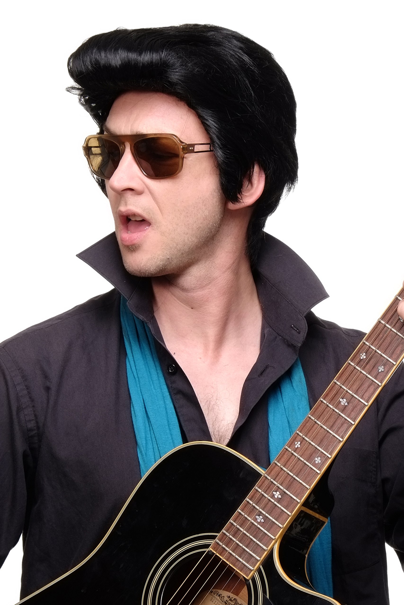 WIG ME UP - F331A-1B Men Quality Wig cosplay Rockabilly Rock'n'Roll 50s 60s Quiff Sideburns Black