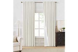 100% Blackout Curtains 84 Inch Length 2 Panels Set for Living Room Bedroom Grommet Thermal Insulated 100% Black Out Linen Dra