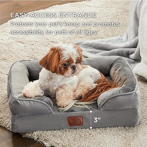 Bedsure Extra Small Orthopedic Dog Bed Washable Bolster Dog Sofa