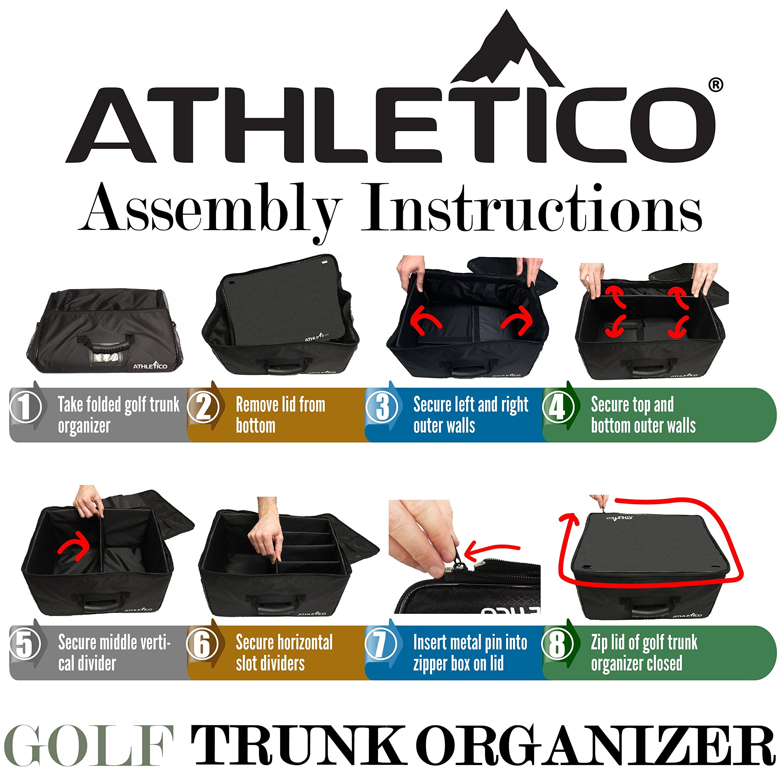 Athletico Golf Trunk Organizer Storage - Car Golf Locker to Store Golf Accessories | Collapsible When Not in Use