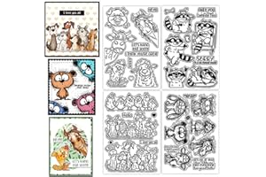CHGCRAFT 4 Sheets 4 Styles Funny Animals Clear Stamps Peeking Animals Transparent Stamps Silicone Clear Stamp Seals for DIY Scrapbooking Photo Album Decoration, 4.3×6.3 inch