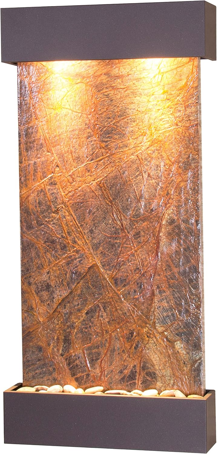 Whispering Creek Water Feature with Antique Bronze Trim and Square Edges (Natural Multi-color Slate): Home & Kitchen
