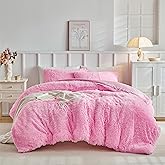 LenLuck Fluffy Queen Comforter Set, Pink Comforter with 2 Pillow Shams, Ultra Soft Thick Comforter, Fuzzy Bedding Comforter Sets, Cozy Queen Bed Set for All Seasons
