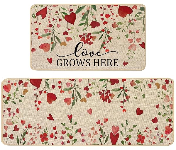BACCESSOR VALENTINES DAY KITCHEN MATS SET OF 2,...