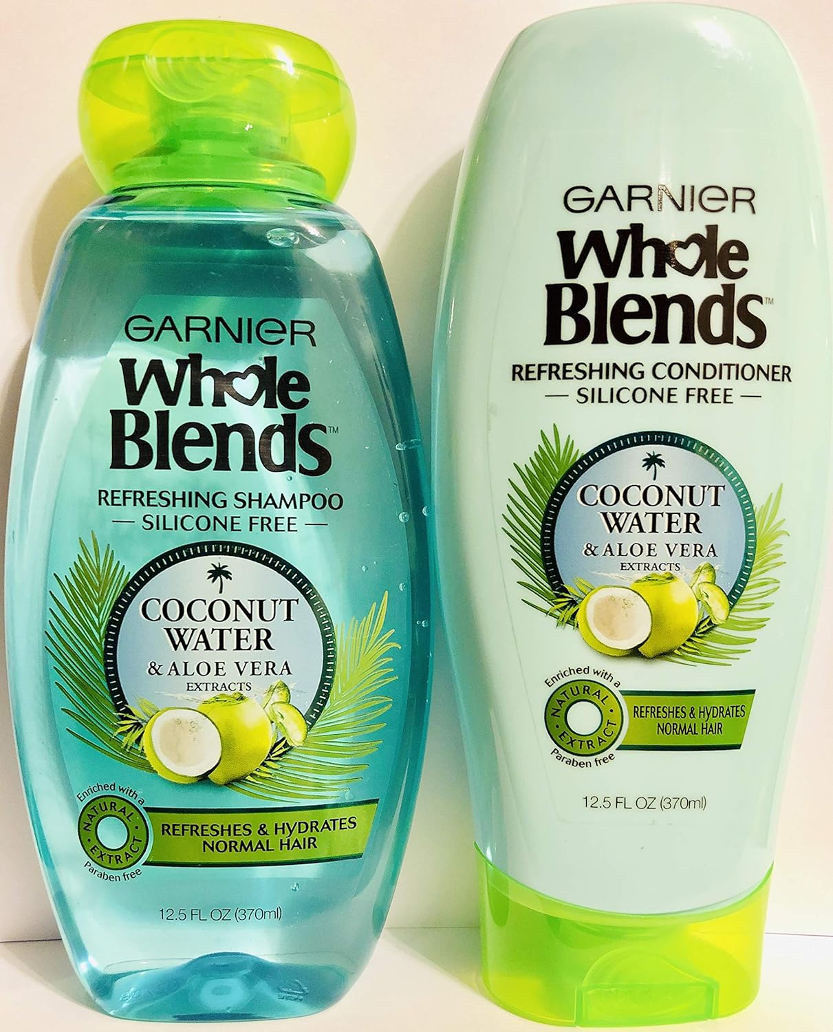 Garnier Whole Blends Haircare - Coconut Water & Aloe Vera - Refreshing Shampoo & Conditioner Set - Net Wt. 12.5 FL OZ (370 mL) Per Bottle - One Set