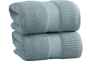 NY Loft 100% Cotton 2 Pack Bath Sheet Towel Set | Extra Large Oversize Bath Towels | Absorbent & Quick-Dry | Textured and Durable Cotton | Stormy Sea