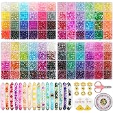 Funtopia 3524pcs Glass Beads Bracelet Making Kit, 4 Types 96 Colors 6mm Glass Beads for Bracelets, Round Crystal Beads for Jewelry Making Necklace Earrings DIY Crafts