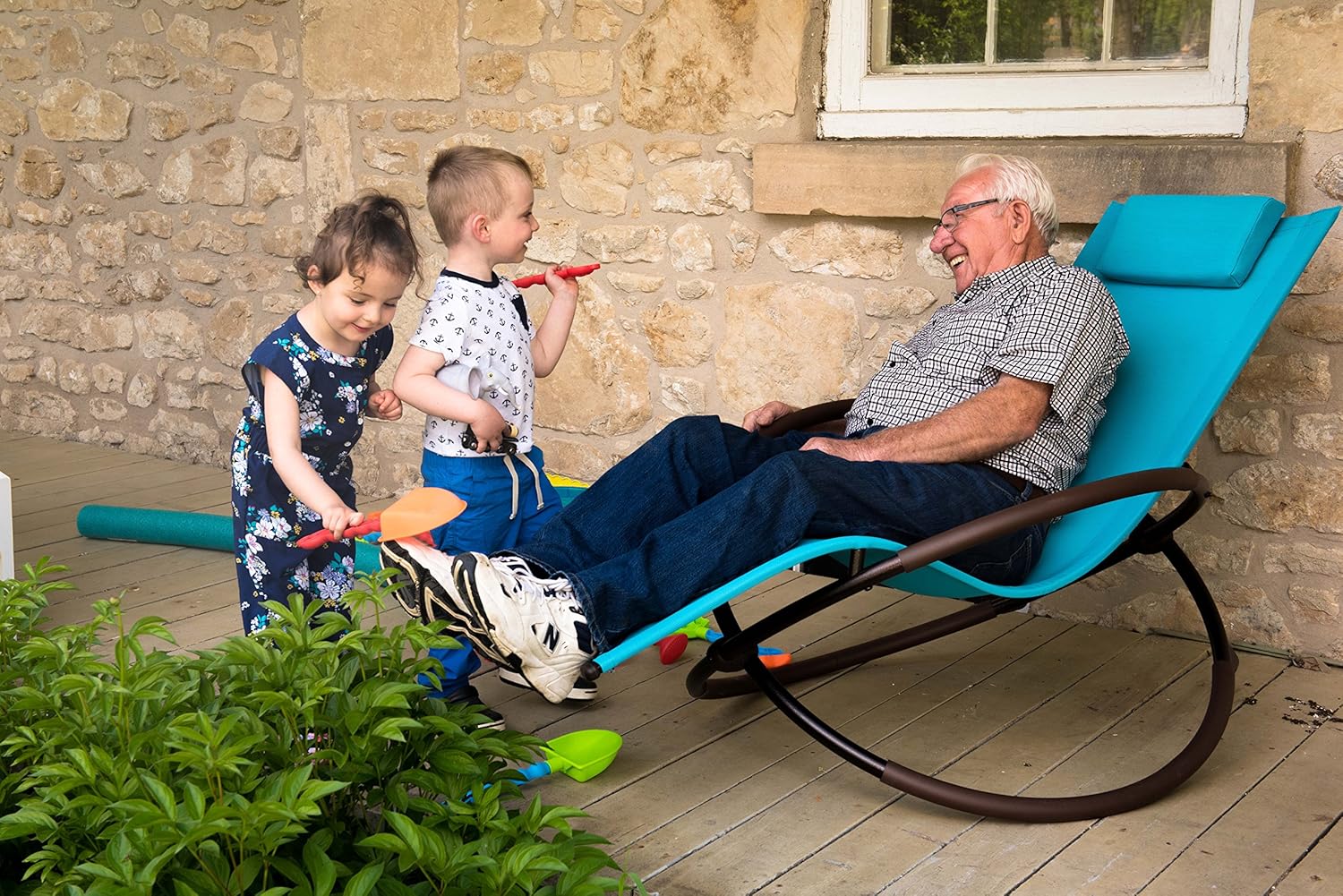 Vivere ORBL1-TT Orbital Lounger Outdoor Rocking Chair, True Turquoise : Garden & Outdoor