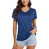 MAGCOMSEN Women's V Neck Workout Shirts Short Sleeve Moisture Wicking Yoga T-Shirts Quick Dry Athletic Tops