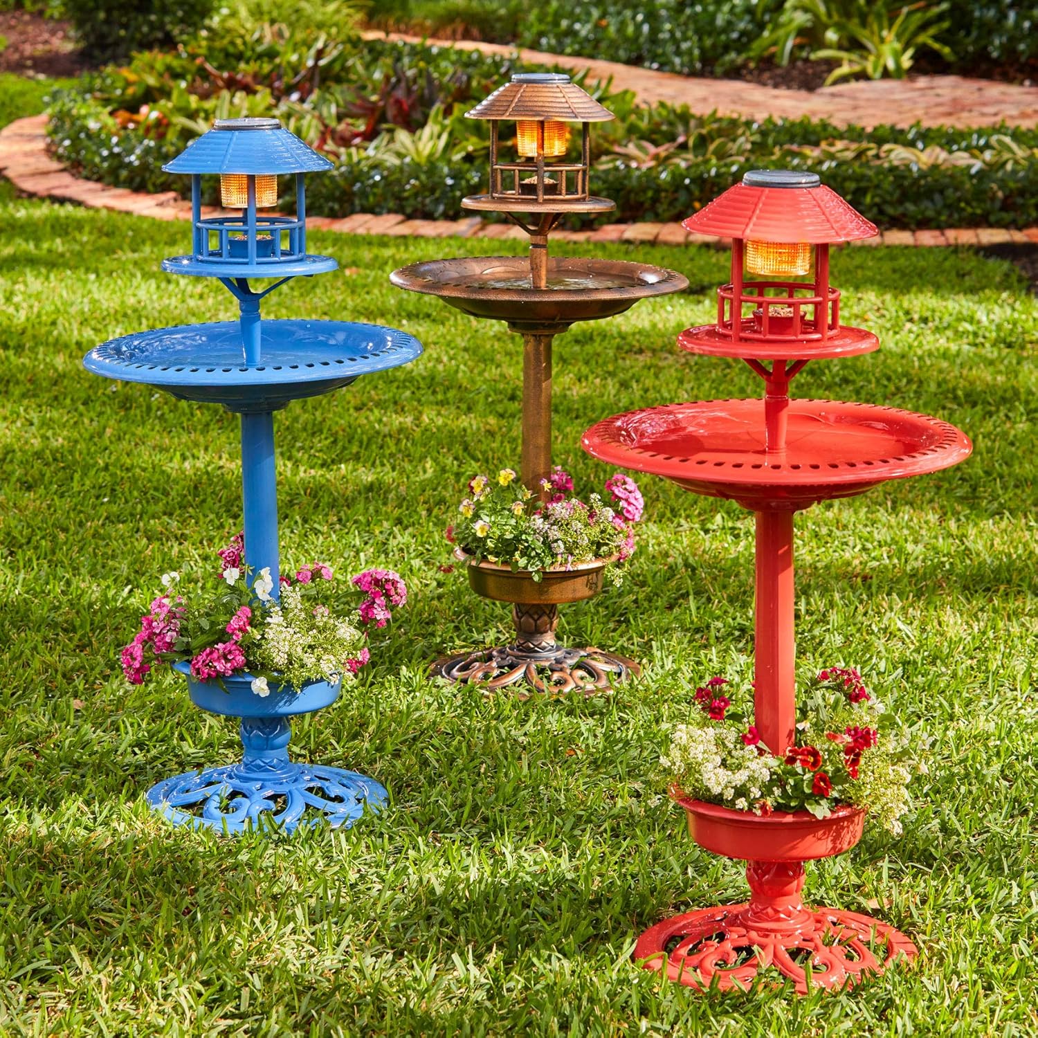 BrylaneHome Solar Bird Bath, Bronze Amazon.in Garden & Outdoors