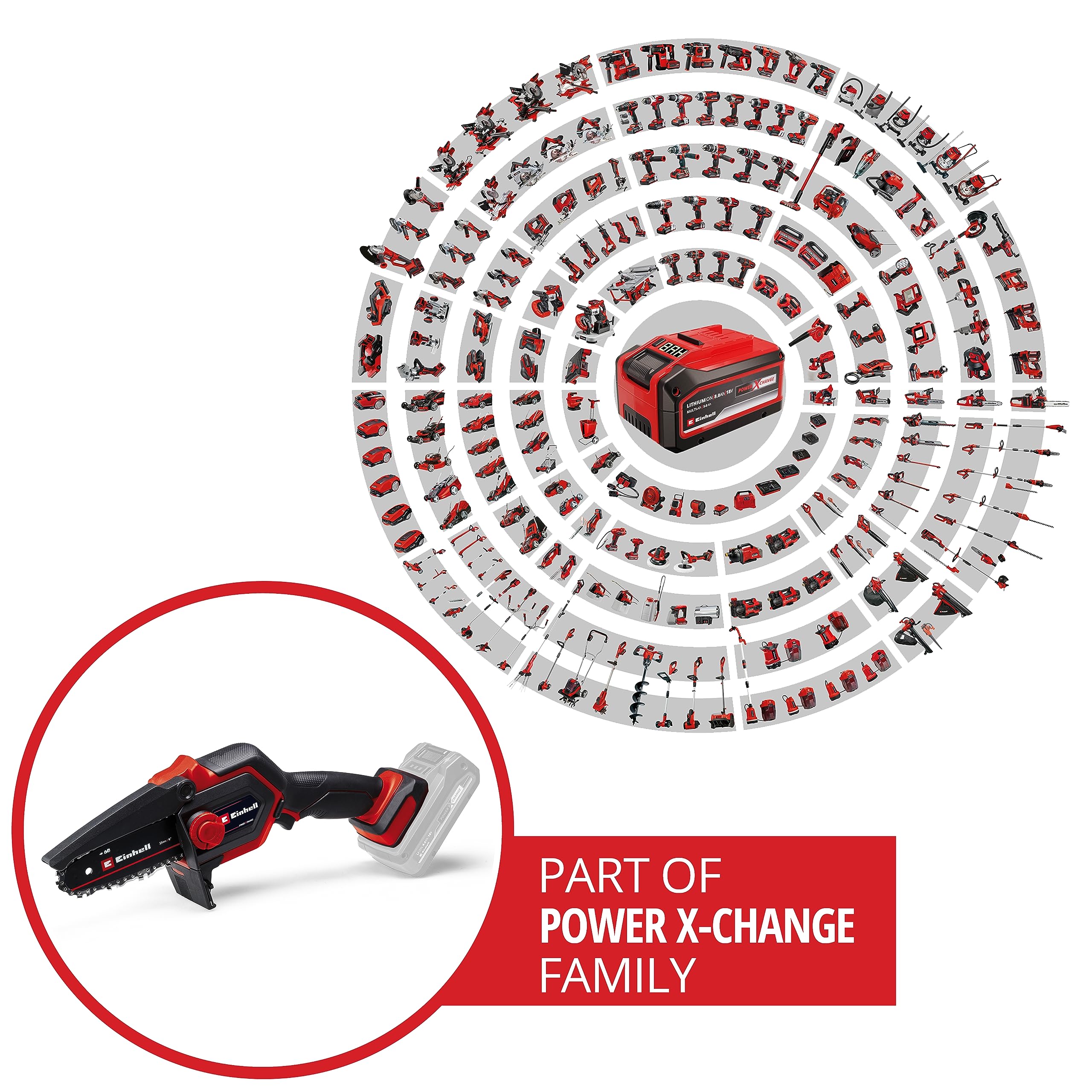 Einhell Akku-Astkettensäge GE-PS 18/15 Li BL-Solo Power X-Change (18 V, Brushless, 12,5 cm Schnittlänge, werkzeugloser Schwert- und Kettenwechsel, ohne Akku) 2