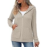 VIISHOW Womens Fall Lightweight Zip Up Hoodies Sweatshirts Comfy Loose Long Sleeve Sweatshirt Solid Color Jacket with Pockets