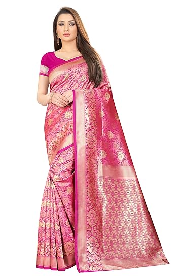 Women's Banarasi Silk Jacquard Work Saree With Blouse Piece