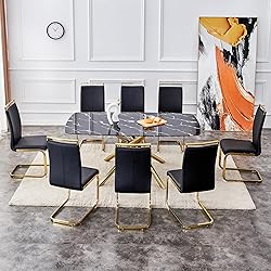 Glass Dining Table for 4 to 6 People with Imitation