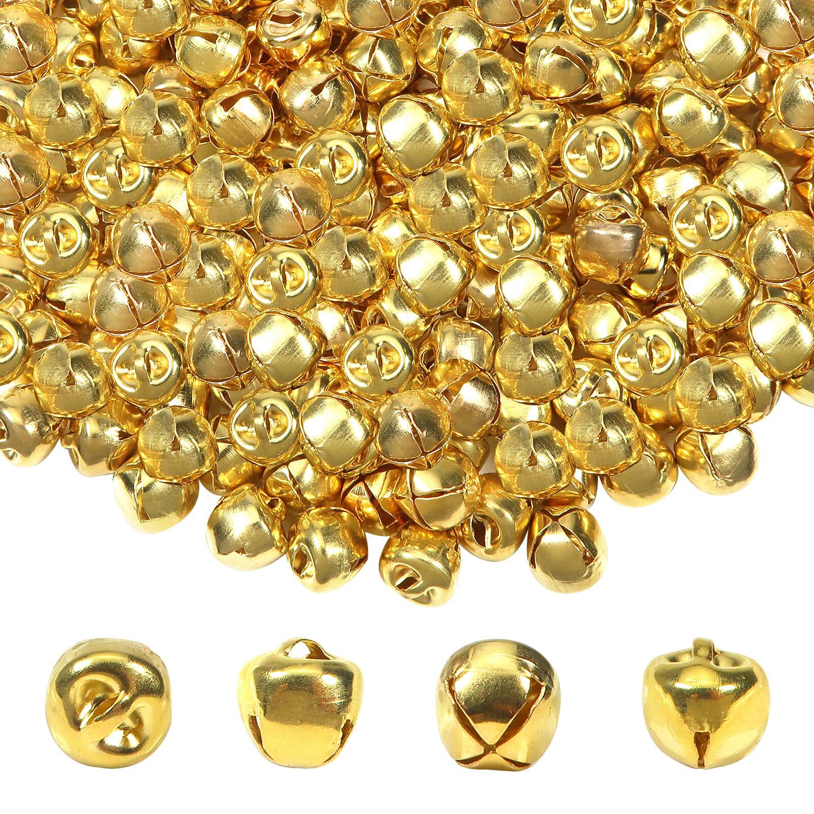 TOAOB 200 Pcs Small Gold Metal Jingle Bells Jingle Bells 10mm for Jewellery Making Christmas Party Decoration Indoor Bells